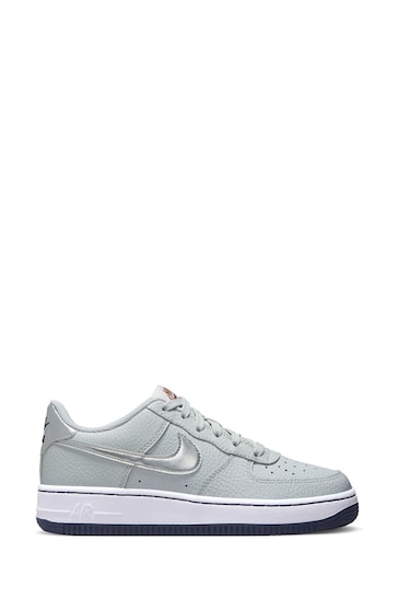 Nike Grey/Black Air Force 1 Youth Trainers