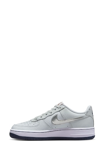 Nike Grey/Black Air Force 1 Youth Trainers