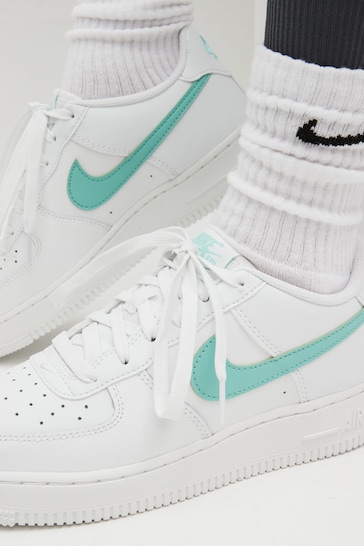 Nike White/Green Air Force 1 Youth Trainers