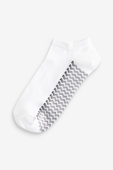 White/Grey/Black Zig Zag 6 Pack Trainer Socks