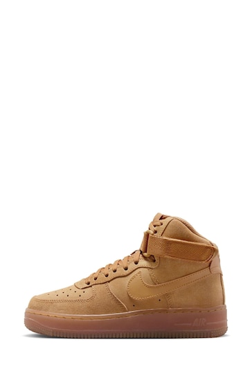Nike Tan Brown Air Force 1 High LV8 3 Youth Trainers