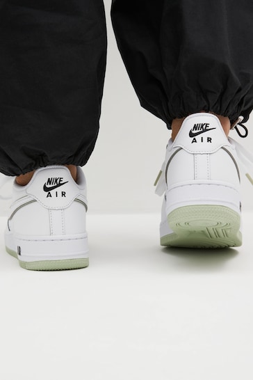 Nike White/Lime Air Force 1 Youth Trainers