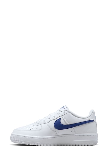Nike White/Blue Air Force 1 Youth Trainers