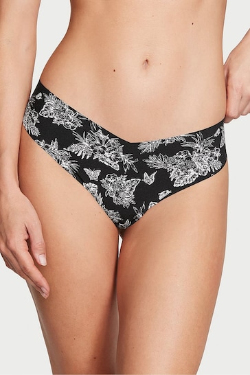 Victoria's Secret Black Tropical Toile Thong Knickers