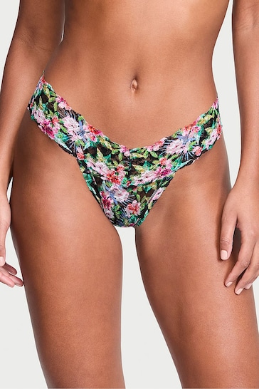 Victoria's Secret Black Tropical Thong Posey Lace Knickers