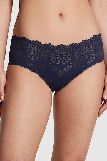 Victoria's Secret PINK Midnight Navy Blue Eyelet Lace Cheeky Knickers