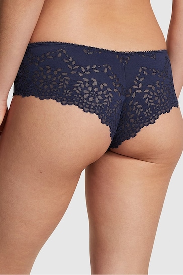 Victoria's Secret PINK Midnight Navy Blue Eyelet Lace Cheeky Knickers