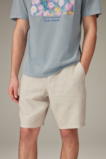 Chalk White Signature Linen Shorts