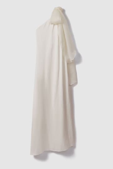 Reiss Ivory Athena One-Shoulder Bow Maxi Dress