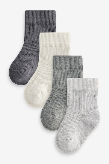 Grey Baby Socks 4 Pack (0mths-2yrs)
