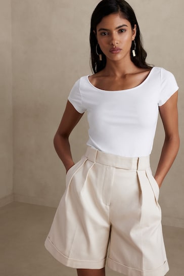 Banana Republic White Refined Scoop Neck T-Shirt