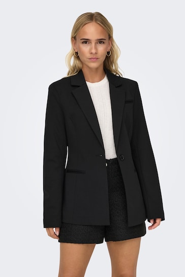 ONLY Black/Chrome Tailored Fitted Single Button Blazer