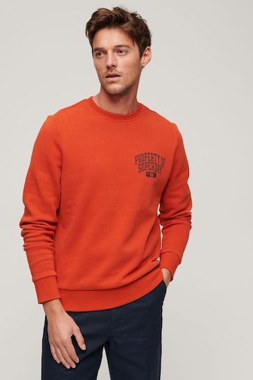 Superdry Orange Athletic Script Flock Sweatshirt