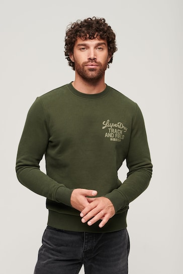 Superdry Green Athletic Script Flock Sweatshirt