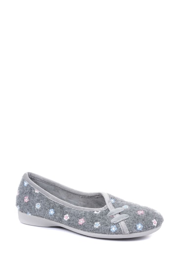 Pavers Grey Ballerina Slippers