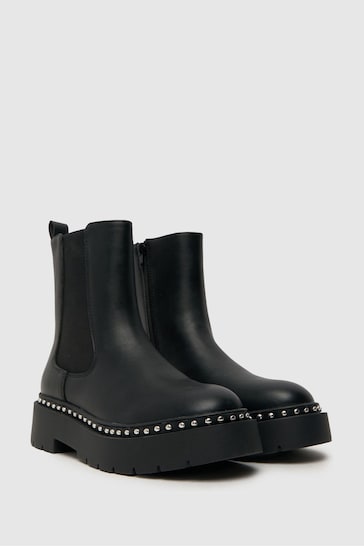 Schuh Amelia Studded Rand Black Ankle Clean Boots