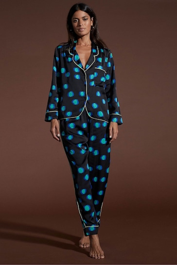 Dancing Leopard Cosmos Satin Long Leg Pyjama Set