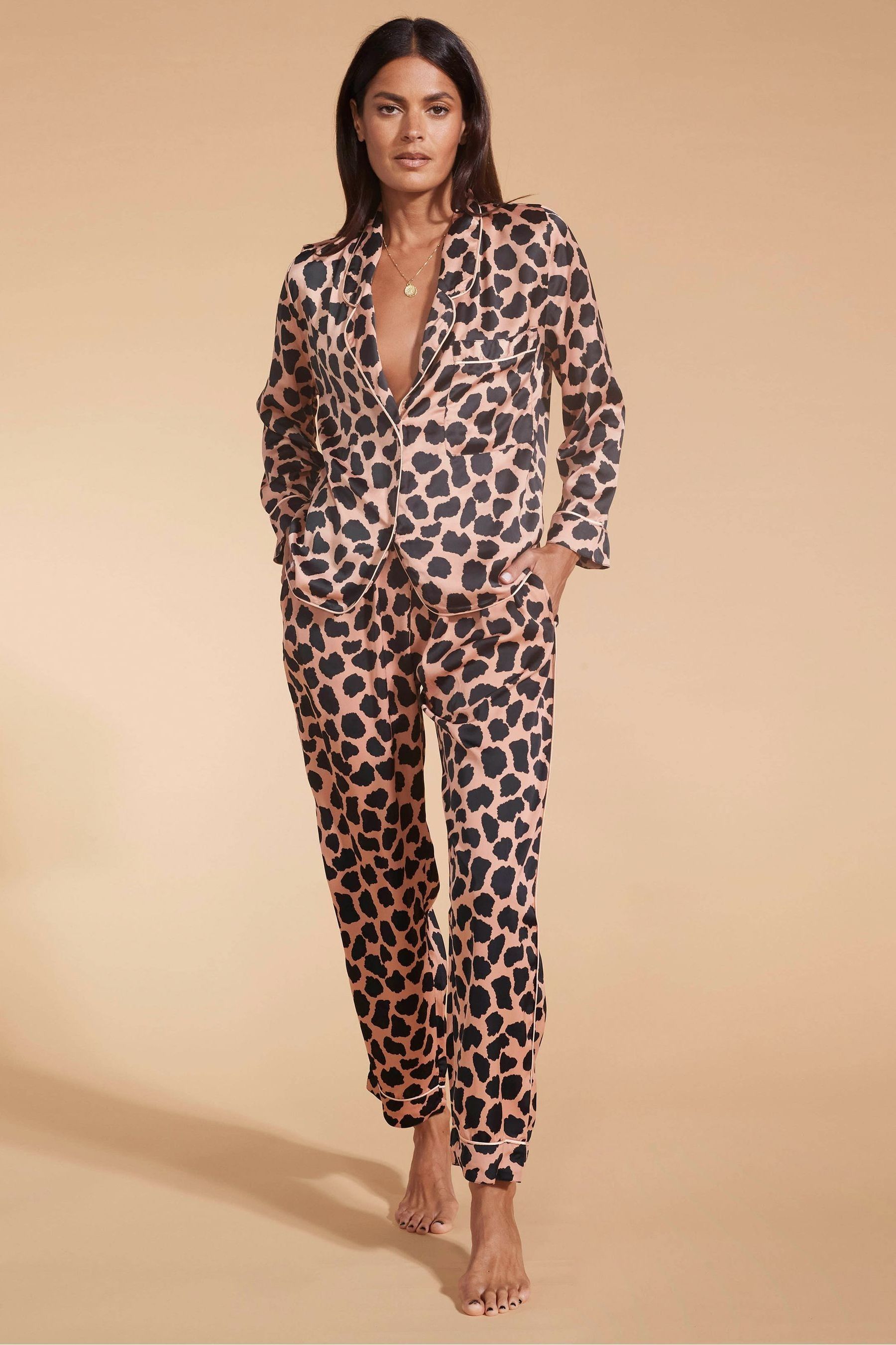 Dancing Leopard Cosmos Satin Long Leg Pyjama Set