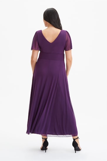 Scarlett & Jo Purple Angel Sleeve Maxi Dress