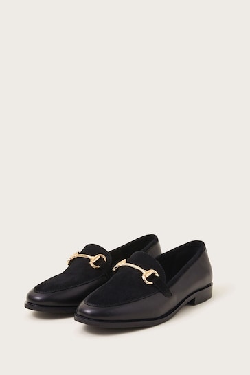 Monsoon Black Leather Suede Loafers