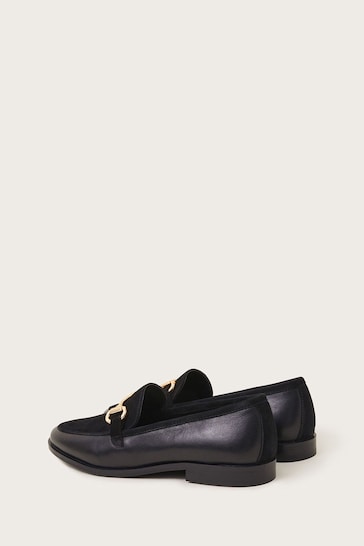 Monsoon Black Leather Suede Loafers