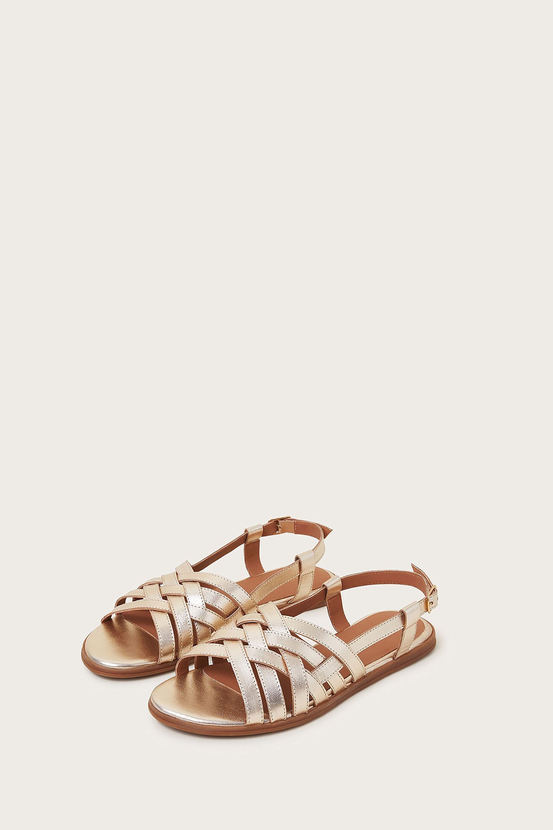 Gold cheap weave sandals