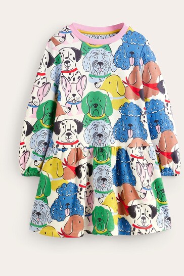 Boden Pink Dog Printed Sweatshirt Dress