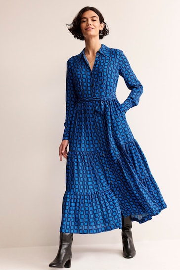 Boden Blue Flo Midi Shirt Dress