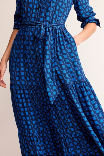 Boden Blue Flo Midi Shirt Dress