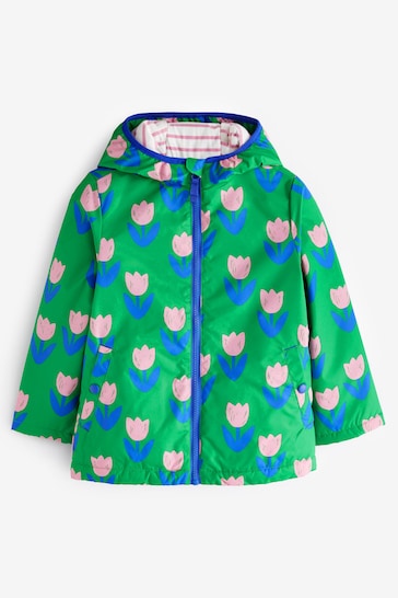 Boden Green Floral Jersey Lined Anorak