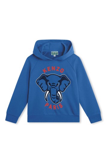 KENZO KIDS Blue Elephant Print Logo Hoodie