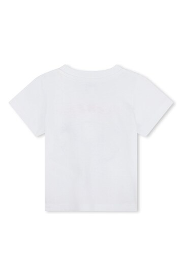 KENZO KIDS Elephant Print Logo Short Sleeve Baby White T-Shirt