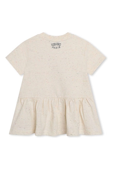 KENZO KIDS Natural Tiger Varsity Print Short Sleeve Logo Baby Dress