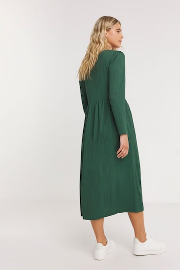 Simply Be Green Waffle Button Up Midi Dress