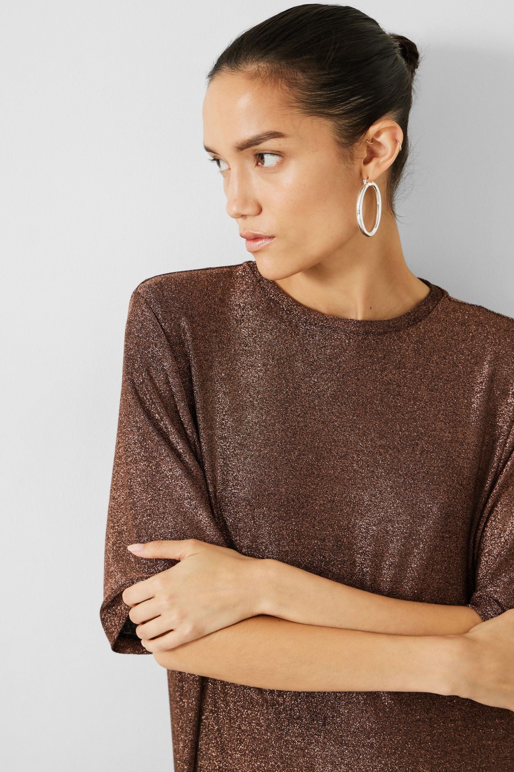 Hush Brown Glitter Maxi T Shirt Dress