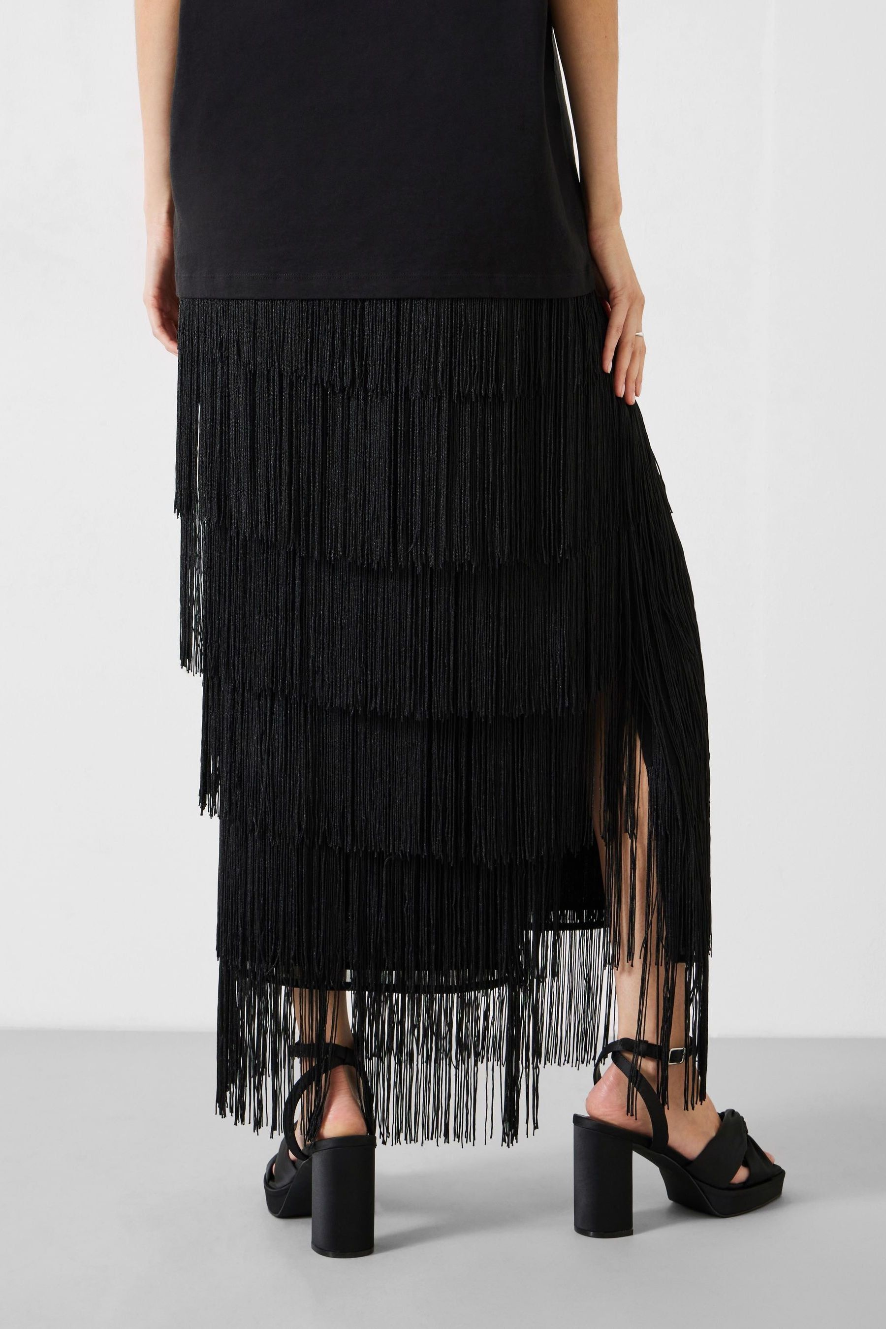Club monaco store black fringe skirt