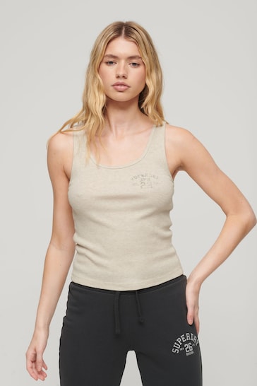 SUPERDRY Nude Athletic Essential Ribbed Vest Top