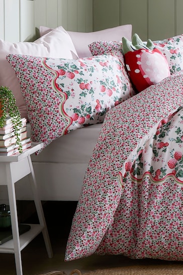 Cath Kidston Pink Set Of 2 Strawberry Pillowcases