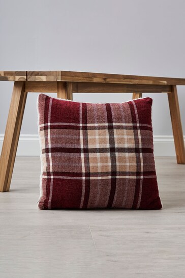 BHS Red Chenille Check with Sherpa Cushion