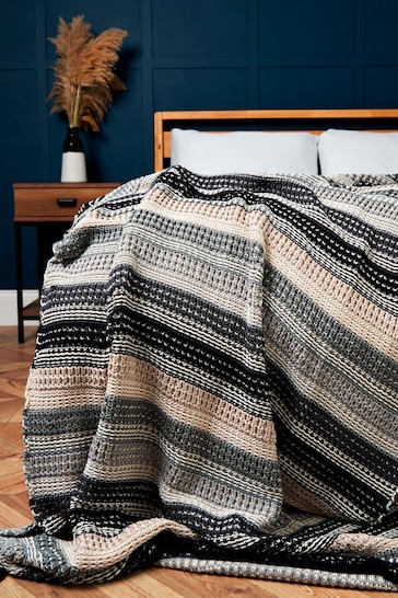 BHS Grey Ombre Knitted Throw