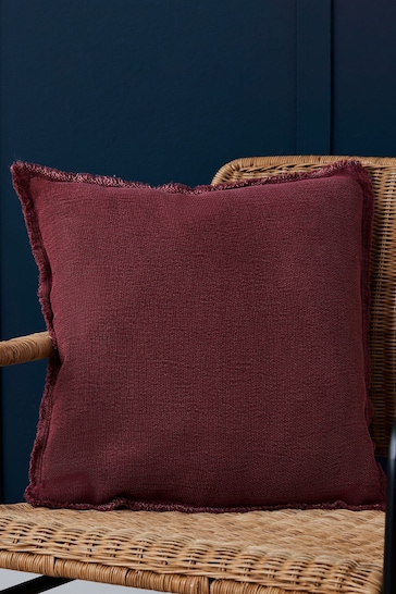 BHS Burgundy Red Cotton Fringe Cushion