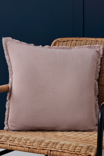 BHS Blush Pink Cotton Fringe Cushion