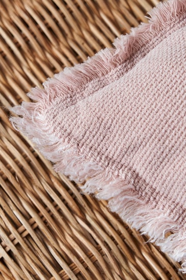 BHS Blush Pink Cotton Fringe Cushion