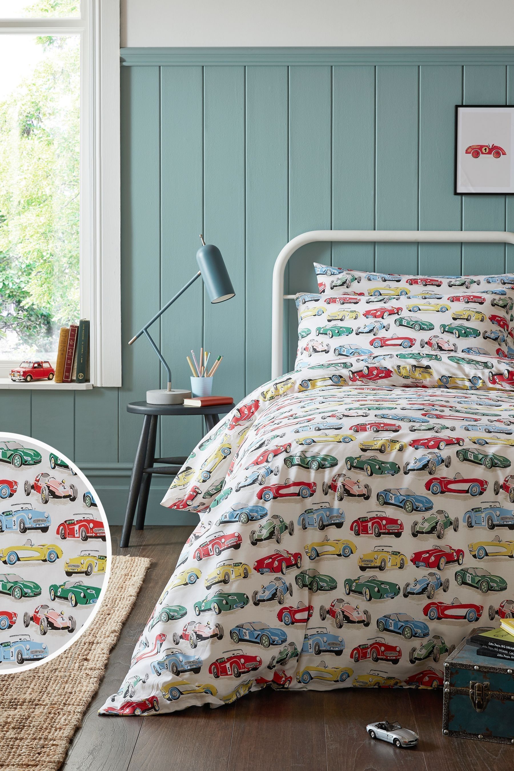 Buy Cath Kidston White Vintage Cars 100 Cotton Duvet Cover and Pillowcase Set from the Next UK online shop
