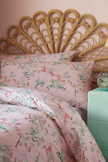 Cath Kidston Pink Painted Unicorn Duvet Cover and Pillowcase Set
