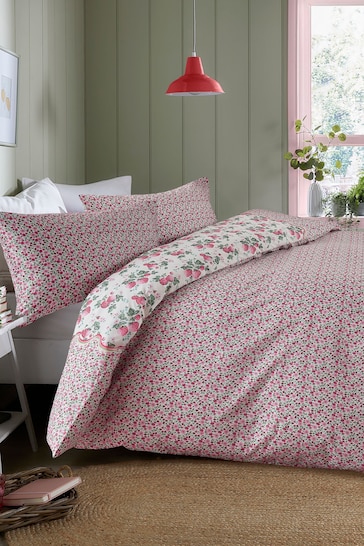 Cath Kidston Pink Strawberry Duvet Cover and Pillowcase Set