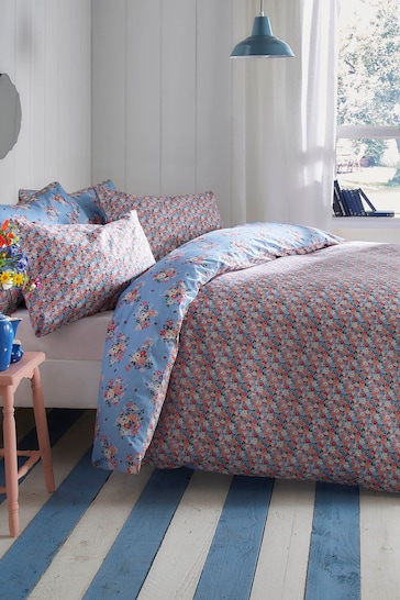 Cath Kidston Blue Clifton Mews Duvet Cover and Pillowcase Set