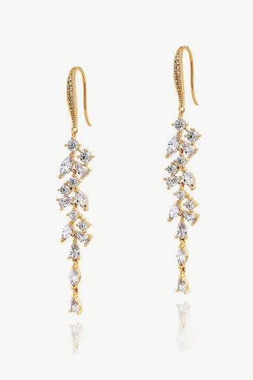 Ivory & Co Gold Sandringham Crystal Cluster Drop Earring