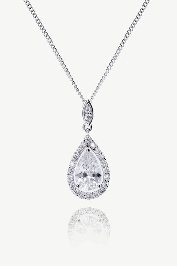Ivory & Co Silver Belmont And Crystal Teardrop Pendant