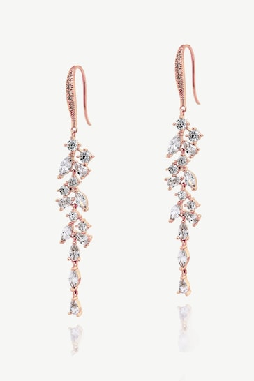 Ivory & Co Rose Gold Sandringham Crystal Cluster Drop Earring